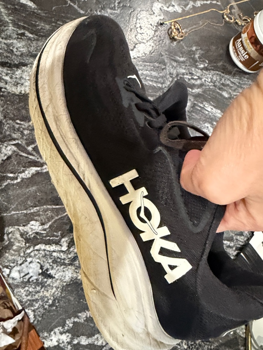 Hoka Men's Black and White Athletic Running Shoes - Picture 8 of 10